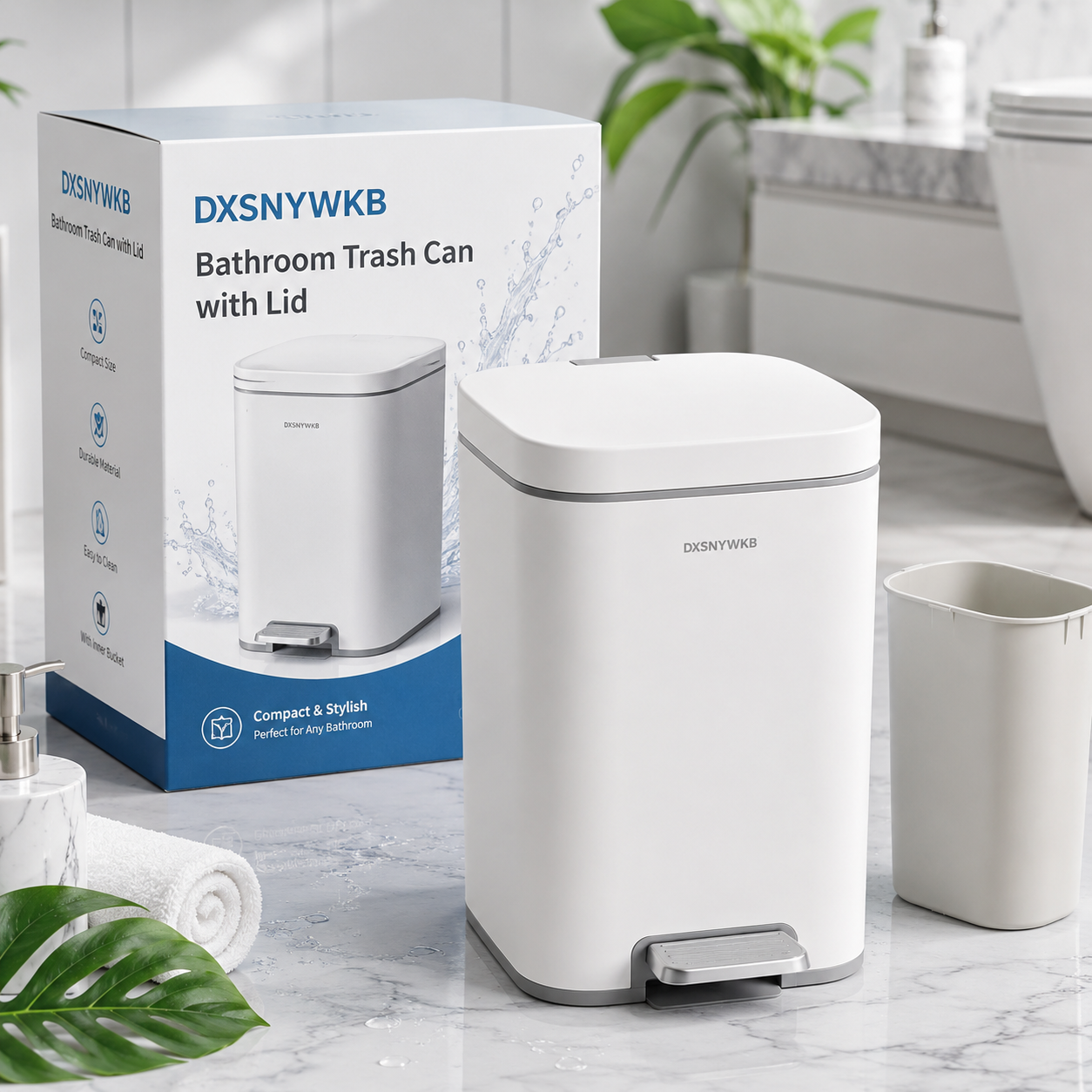 DXSNYWKB Bathroom Trash Can with Lid