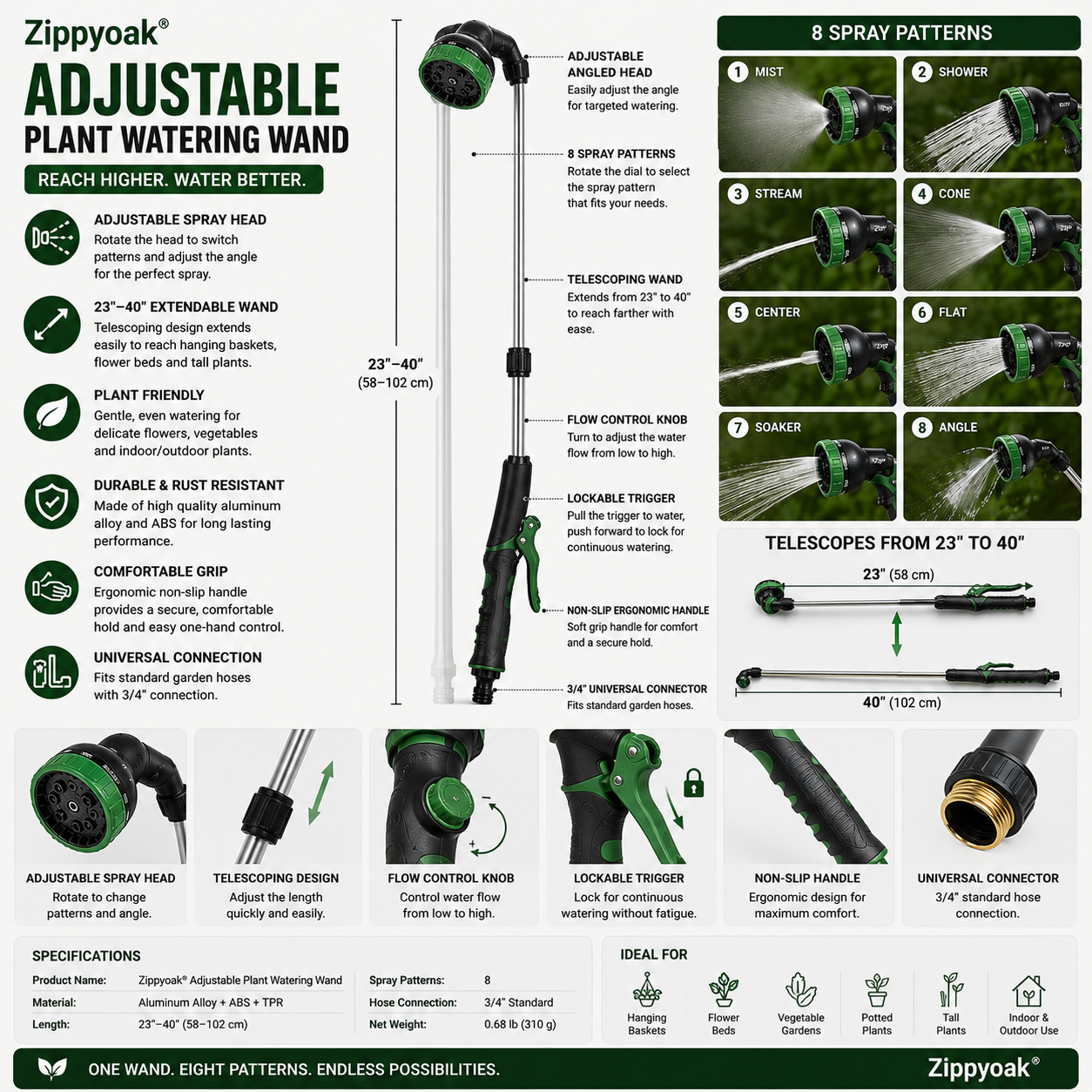 Zippyoak® Adjustable Plant Watering Wand