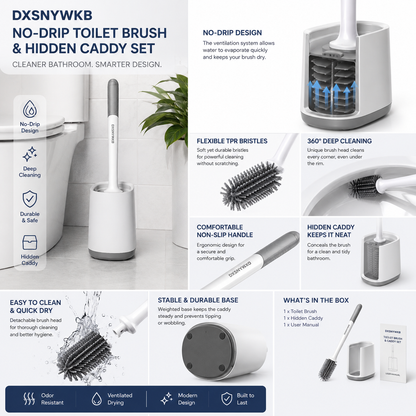 DXSNYWKB No-Drip Toilet Brush & Hidden Caddy Set