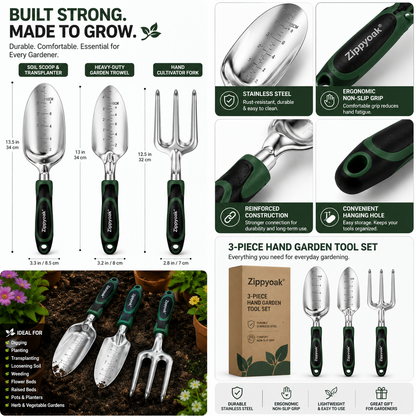 Zippyoak® 3-Piece Hand Garden Tool Set