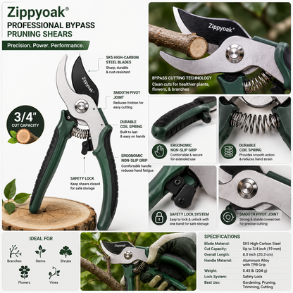 Zippyoak® Professional Bypass Pruning Shears