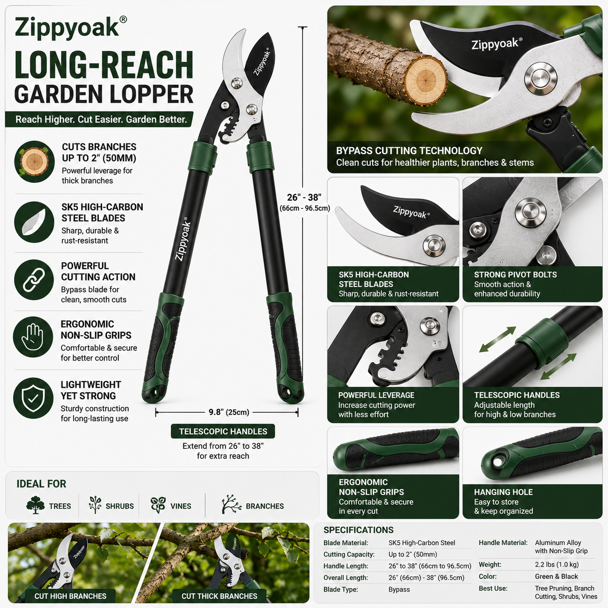 Zippyoak® Long-Reach Garden Lopper