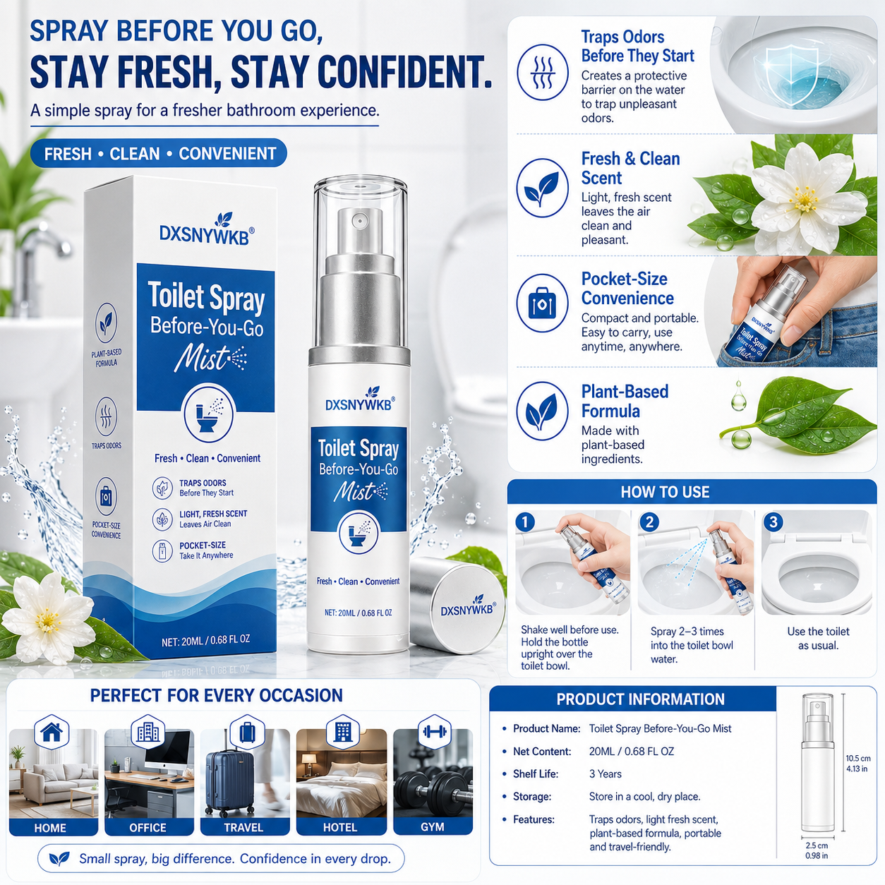 DXSNYWKB Toilet Spray Before-You-Go Mist