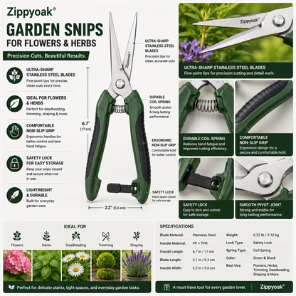 Zippyoak® Garden Snips for Flowers & Herbs