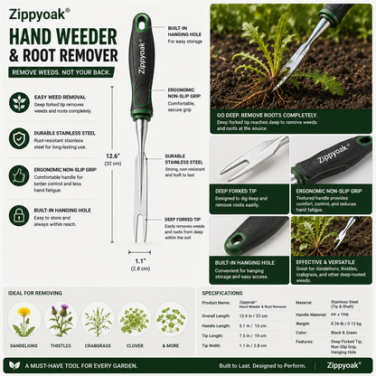 Zippyoak® Hand Weeder & Root Remover