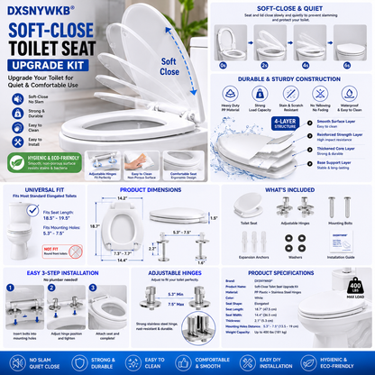DXSNYWKB Soft-Close Toilet Seat Upgrade Kit