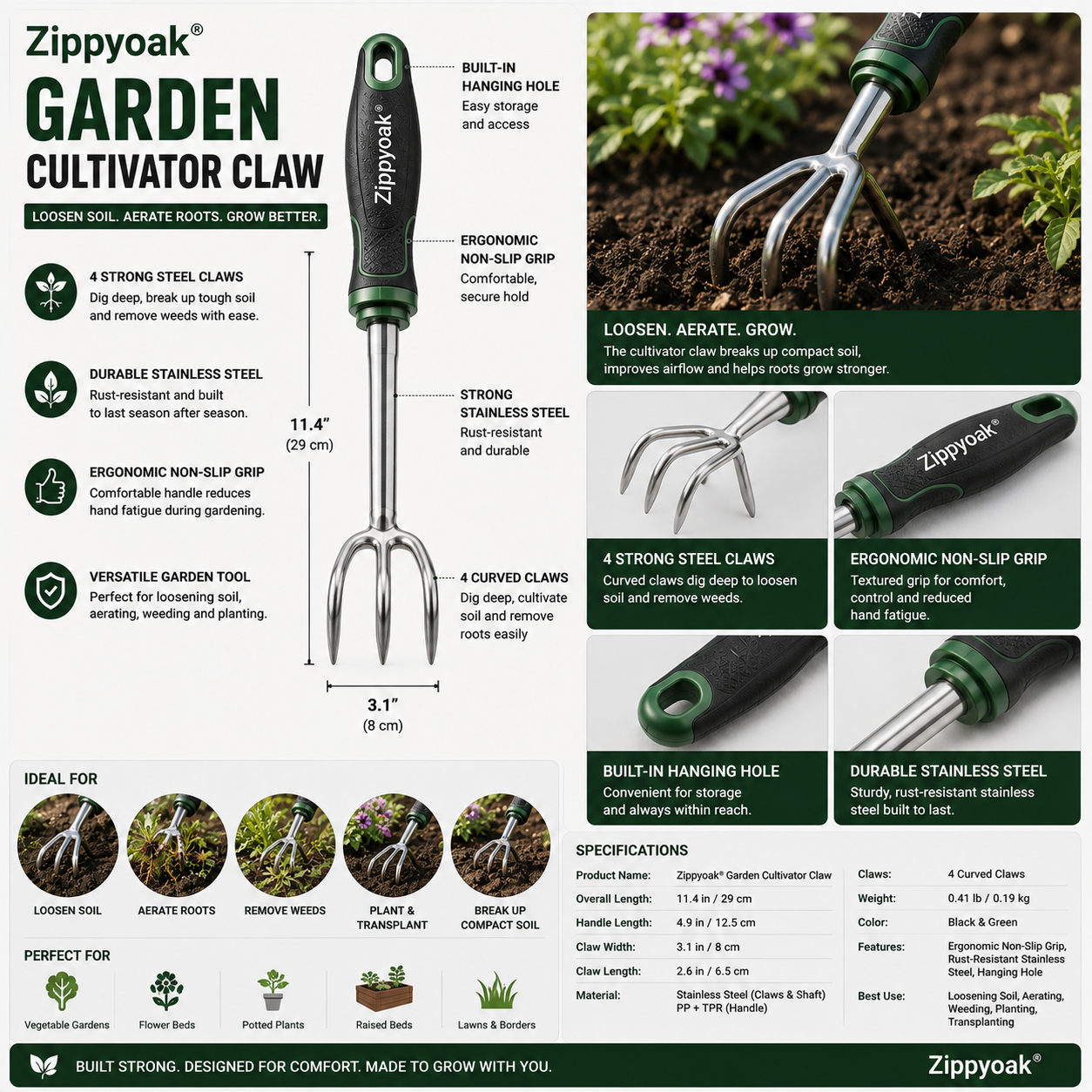 Zippyoak® Garden Cultivator Claw