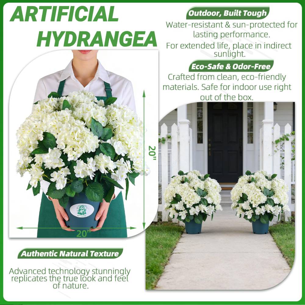 🔥Last Day 49% OFF🔥Artificial Outdoor Hydrangea Flowers - UV resistant, Waterproof, Windproof